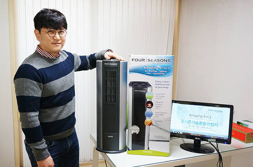 ▲㈜자연애INC 김준년 영업총괄이사가 제품 설명을 하고 있다