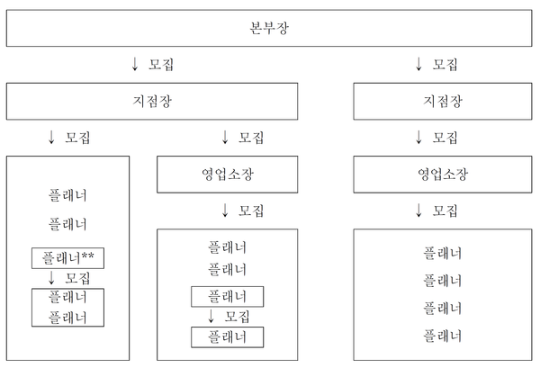 더리본(주)의 판매원 모집 체계. <자료 : 공정거래위원회>
