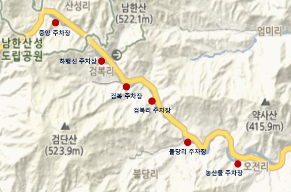 남한산성 무료셔틀버스 노선도 <자료 : 경기도 제공>