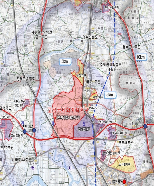 고덕국제신도시 위치도 (미군기지 미포함) <이미지 : 경기도 제공>