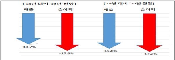 2019~2020년 골목상권 경기전망 / 자료 : 한국경제연구원