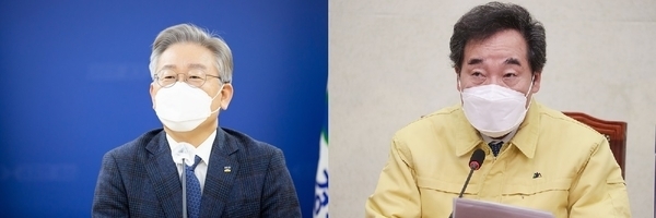 이재명 경기도지사와 이낙연 더불어민주당 대표 <사진 - 경기도, 더불어민주당>
