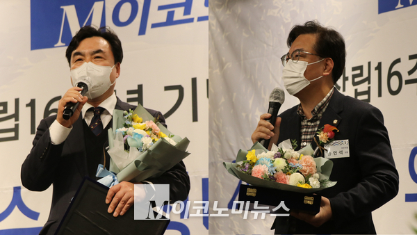 (왼쪽부터) 윤관석 더불어민주당 의원, 송언석 국민의힘 의원