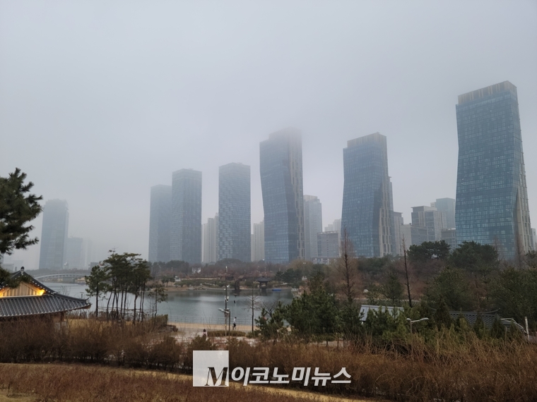 송도센트럴파크에서 바라본 도심