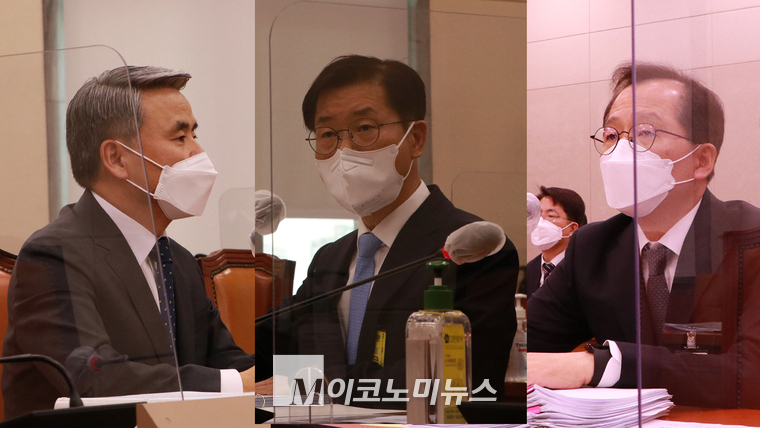 인사청문회에서 질문에 답변하는 후보자들(왼쪽부터 이종섭 국방부 장관 후보자, 이정식 고용노동부 장관 후보자, 조승환 해양수산부 장관 후보자)