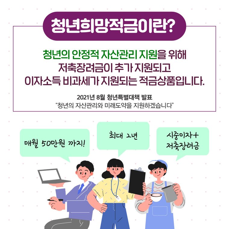 출처 : 금융위원회 카드뉴스, 청년희맘적금 출시 