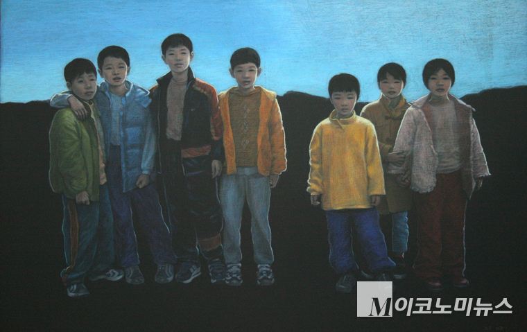 김명희, 〈소풍날 아침〉, 2005, 칠판에 오일파스텔, 118×179cm, 경기도미술관 소장 <경기문화재단 제공>