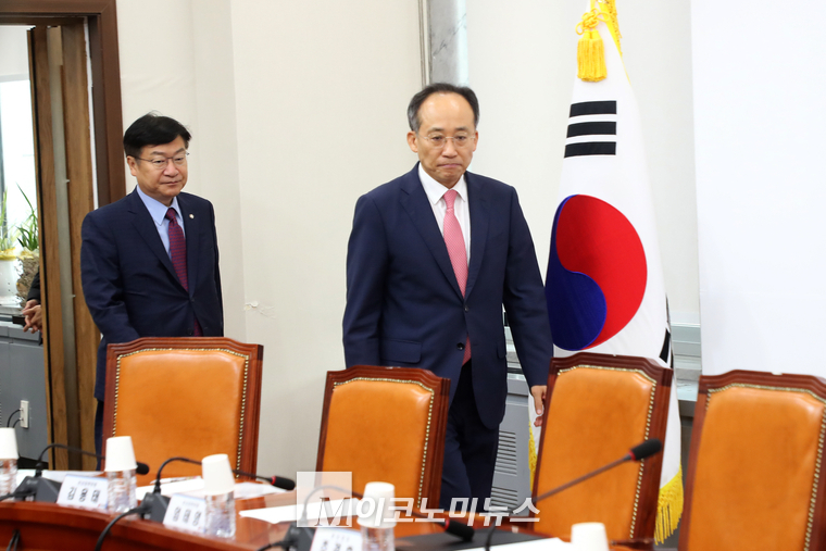 추경호 국민의힘 원내대표가 4일 비대위 에 참석하고 있다. (사진=최동환 기자)