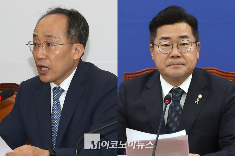 추경호 국민의힘 원내대표.왼쪽)와 박찬대 더불어민주당 원내대표. (사진=최동환 기자)