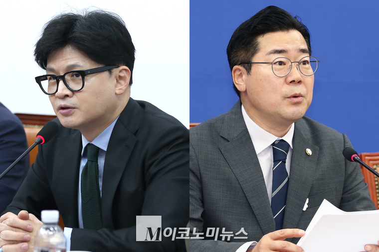 한동훈 국민의힘 대표(왼쪽)와 박찬대 더불어민주당 대표 직무대행. (사진=최동환 기자)