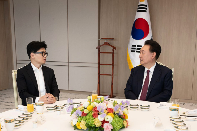 지난 1월 29일 윤석열 대통령은 국민의힘 한동훈 비상대책위원장 등 원내 지도부를 용산 집무실로 초청해 오찬회동을 했다. (대통령실)