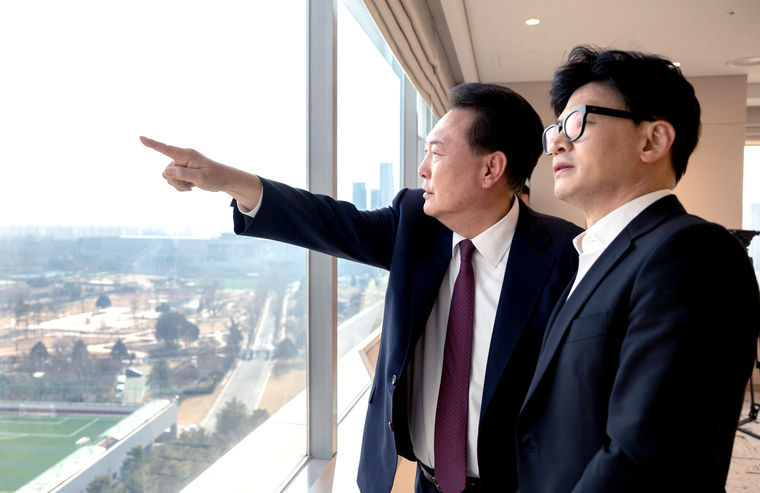 지난 1월 29일 윤석열 대통령이 한동훈 국민의힘 비상대책위원장 용산 집무실로 초청해 오찬회동을 했다. (대통령실)