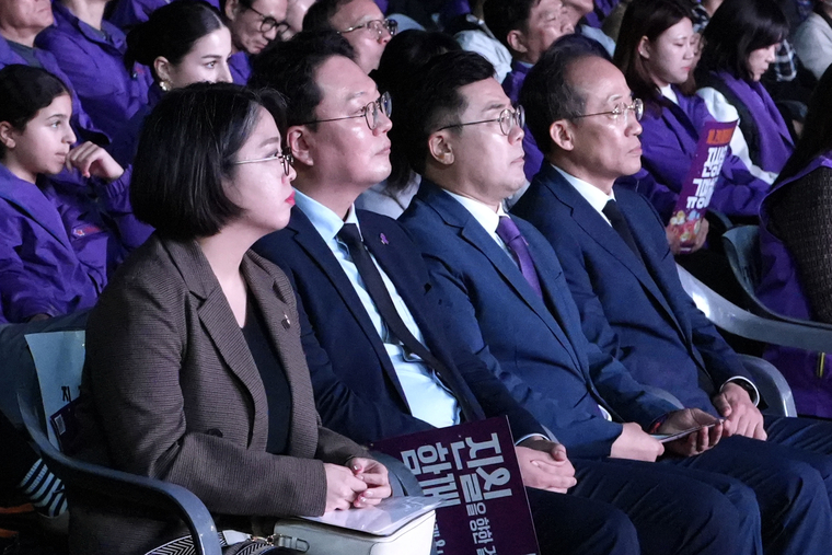 왼쪽부터 용혜인 기본소득당 원내대표, 천하람 개혁신당 원내대표, 박찬대 더불어민주당 원내대표, 추경호 국민의힘 원내대표. (개혁신당)
