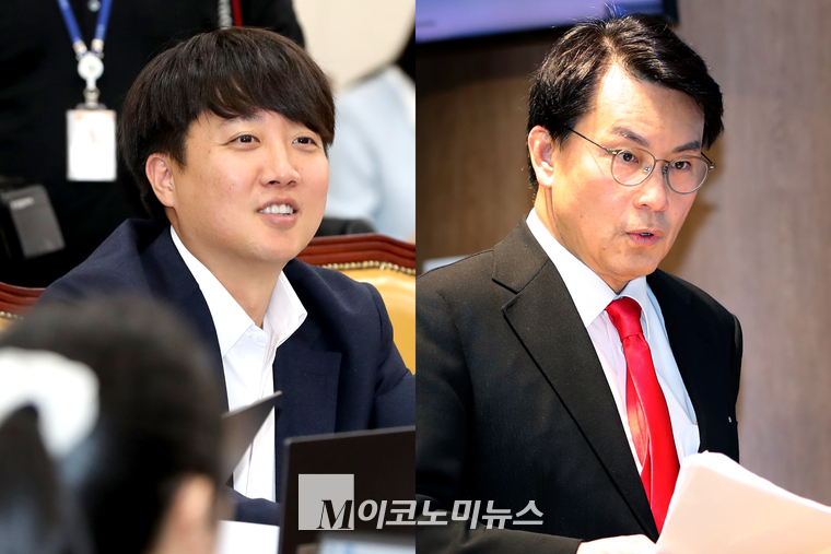 이준석 개혁시당 의원(왼쪽)과 윤상현 국민의힘 의원. (사진=최동환 기자)