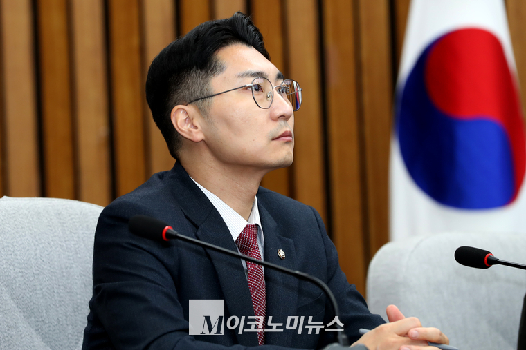 박준태 국민의힘 원내대변인이 지난 29일 국민의힘 국정감사대책회의에 참석해 있다. (사진=최동환 기자)