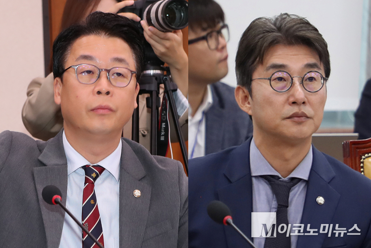 곽규택 국민의힘 수석대변인(왼쪽)과 노종면 더불어민주당 원내대변인. (사진=최동환 기자)