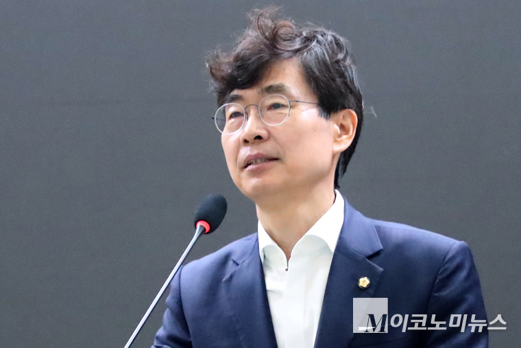 조경태 국민의힘 의원이 지난 7월 19일 국회 의원회관 제1소회의실에서 열린 제2회 농림수산식품 벤처투자포럼에서 축사하고 있다. (사진=최동환 기자)