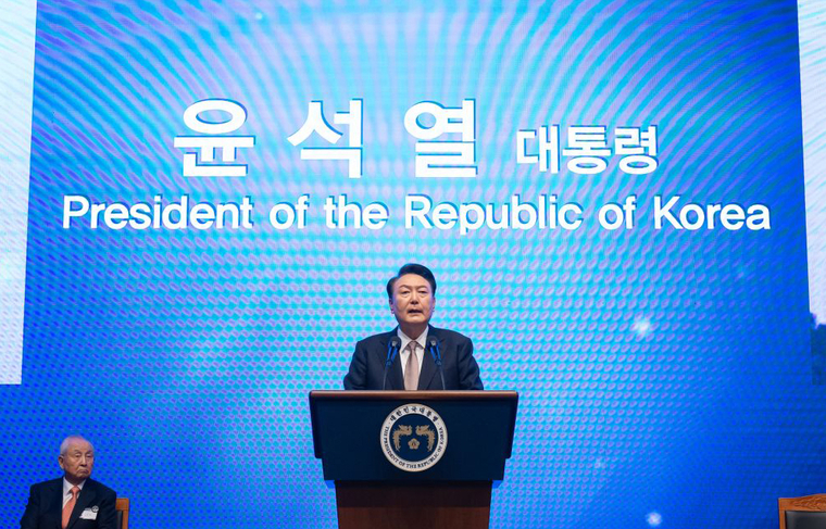 지난 11월 22일 윤석열 대통령은 서울 중구 신라호텔에서 개최된 ‘제56회 대한민국 국가조찬기도회’에 참석했다. (대통령실)