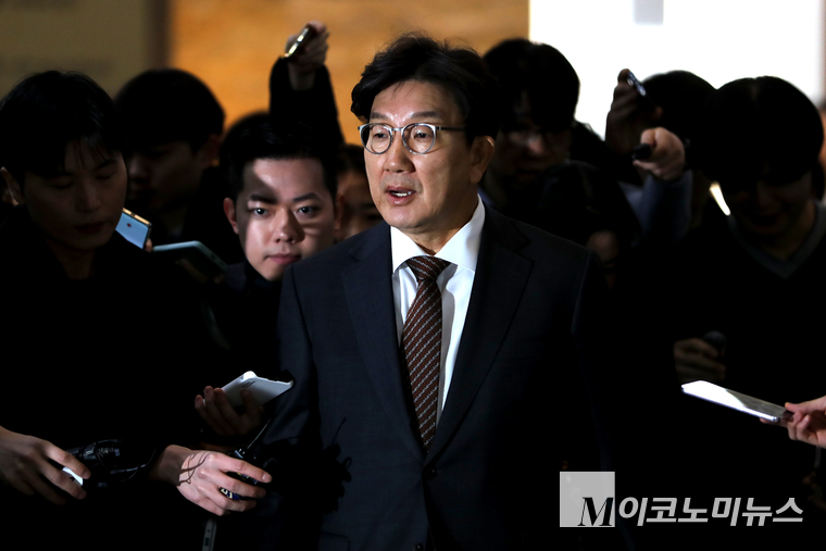 권성동 국민의힘 원내대표가 14일 비공개 의총에 참석하고 있다. (사진=최동환 기자)