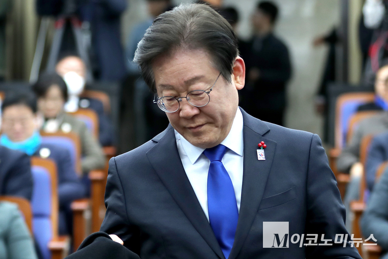 이재명 더불어민주당 대표가 지난 14일 의원총회에 참석하고 있다. (사진=최동환 기자)