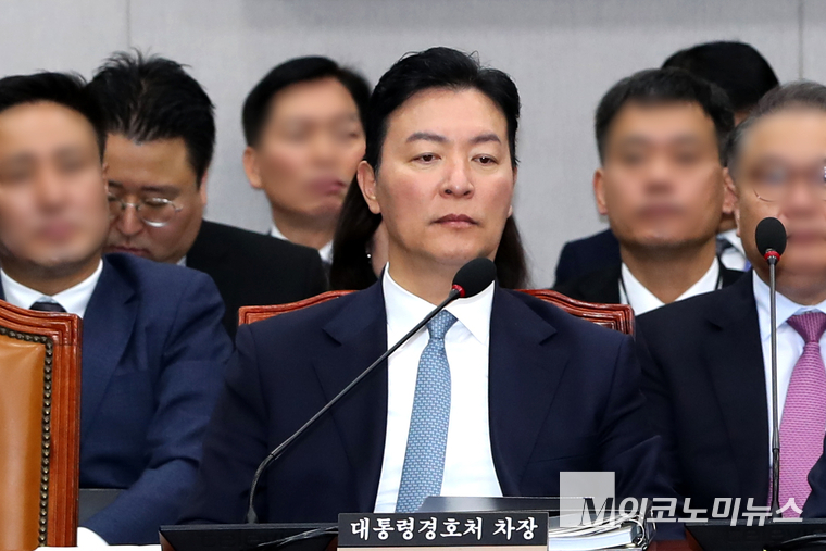 김성훈 대통령 경호처 차장이 지난 11월 1일 열린 운영위 국정감사에 참석했다. 사진=최동환 기자