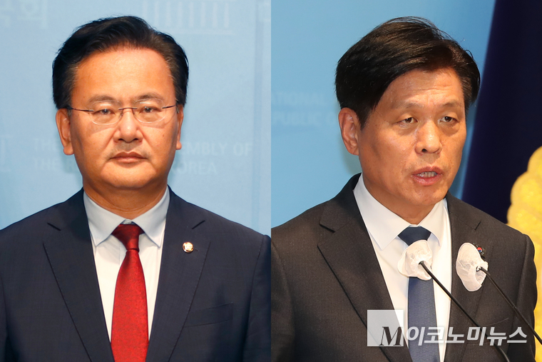 유상범 국민의힘 의원(왼쪽)과 조승래 더불어미주당 의원. 사진=최동환 기자