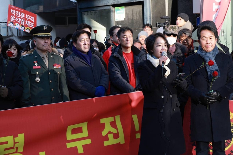 김재연 진보당 상임대표가 박정훈 전 해병대 수사단장의 무죄를 주장하고 있다. 사진=진보당