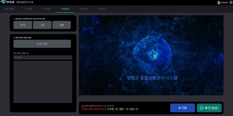  경기도 앙평군 통합상황관리시스템 <사진제공=양평군청>