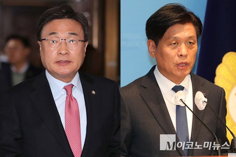 김대식 국민의힘 원내수석대변인(왼쪽)과 조승래 더불어민주당 수석대변인. 사진=최동환 기자