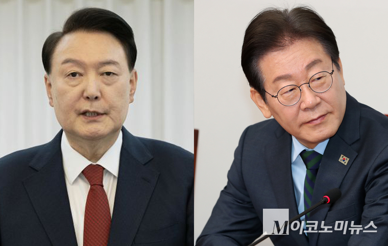 윤석열 대통령(왼쪽)과 이재명 더불어민주당 대표. 