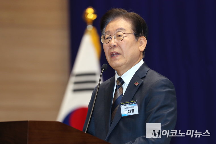 이재명 더불어민주당 대표가 10일 오후 국회 의원회관에서 열린 ‘중소상공인·자영업자 생존권 촉구대회’에 발언하고 있다. 사진=최동환 기자