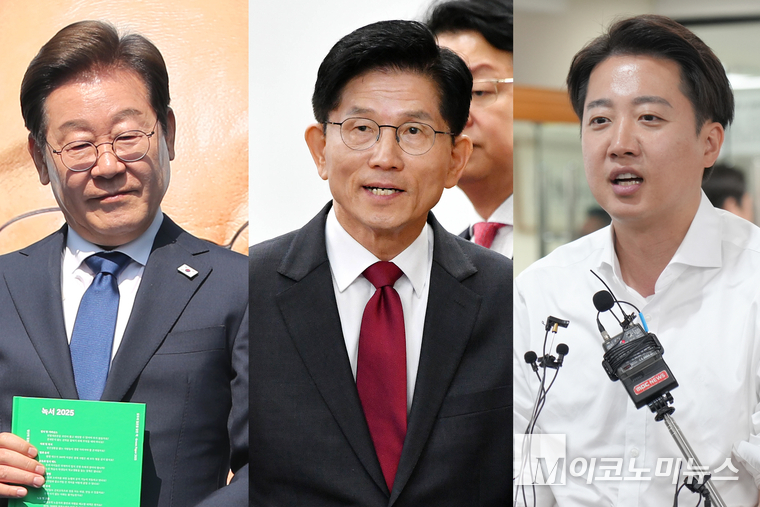 왼쪽부터 이재명·김문수·이준석 대통령 선거 후보. 사진=최동환 기자, 개혁신당