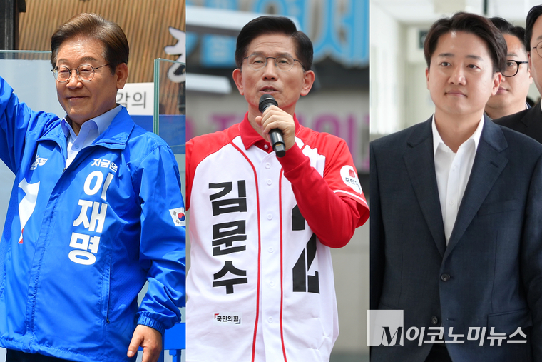 왼쪽부터 더불어민주당 이재명·국민의힘 김문수·개혁신당 이준석 대선 후보. 사진=최동환 기자, 개혁신당