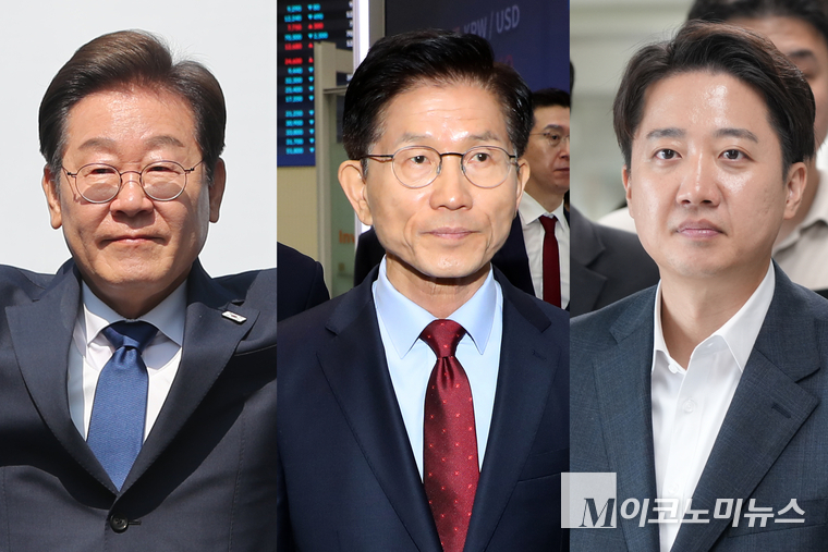왼쪽부터 더불어민주당 이재명·국민의힘 김문수·개혁신당 이준석 대선 후보. 사진=최동환 기자, 개혁신당