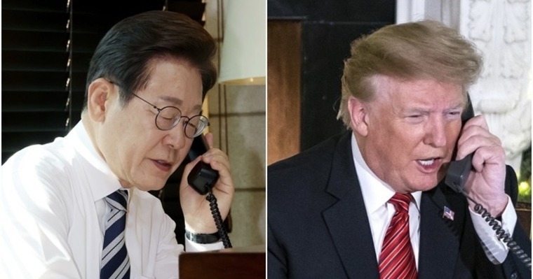 이재명(왼쪽) 대통령과 미 트럼프 대통령이 전화통화를 했다. 사진=연합뉴스