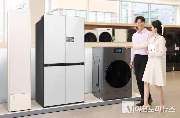 삼성전자 'AI 가전 3대장'인 에어컨∙냉장고∙세탁기. 사진=삼성전자 