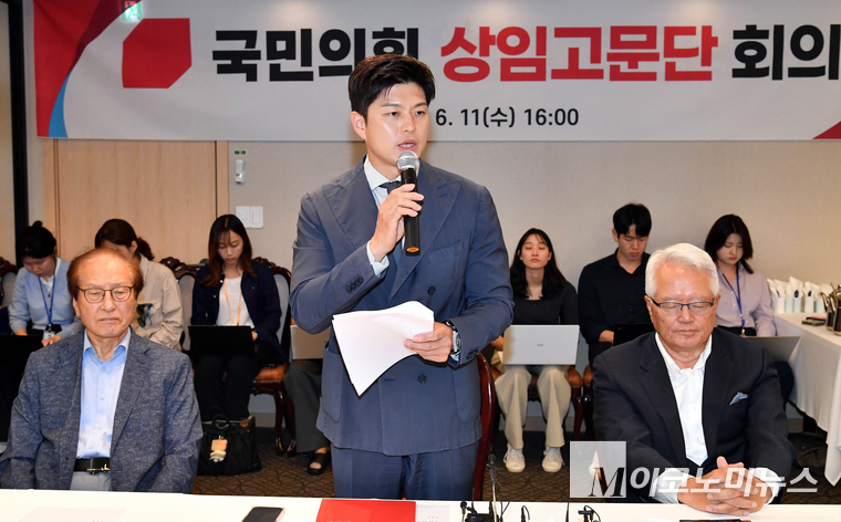 김용태 국민의힘 비상대책위원장이 11일 상임고문단과의 간담회에서 발언하고 있다. 사진=최동환 기자