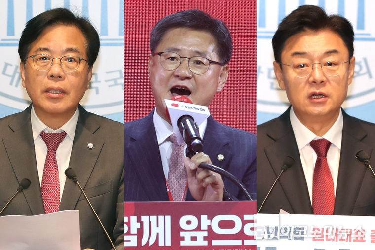 왼쪽부터 송언석·이헌승·김성원 의원. 사진=최동환 기자