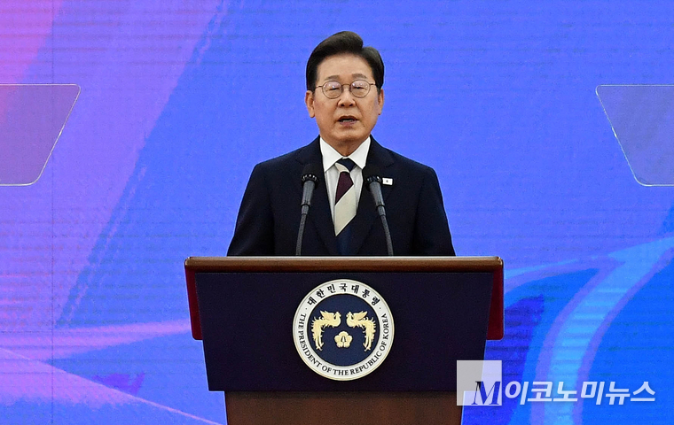 이재명 대통령이 지난 4일 대통령 취임식에서 발언하고 있다. 사진=최동환 기자