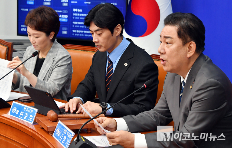 김병기 더불어민주당 대표 직무대행 겸 원내대표가 7일 국회 본청에서 열린 최고위원회의에서 발언하고 있다. 사진=최동환 기자
