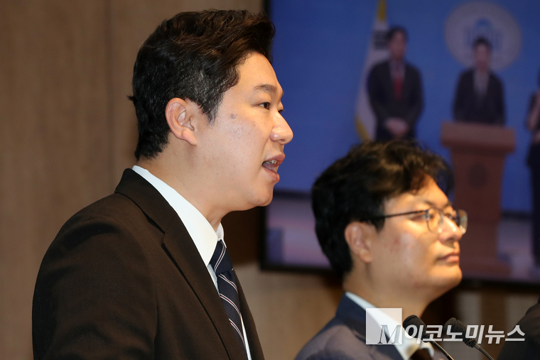 진종오 국민의힘 의원이 9일 국회 소통관에서 기자회견에서 발언하고 있다. 사진=최동환 기자<br>
