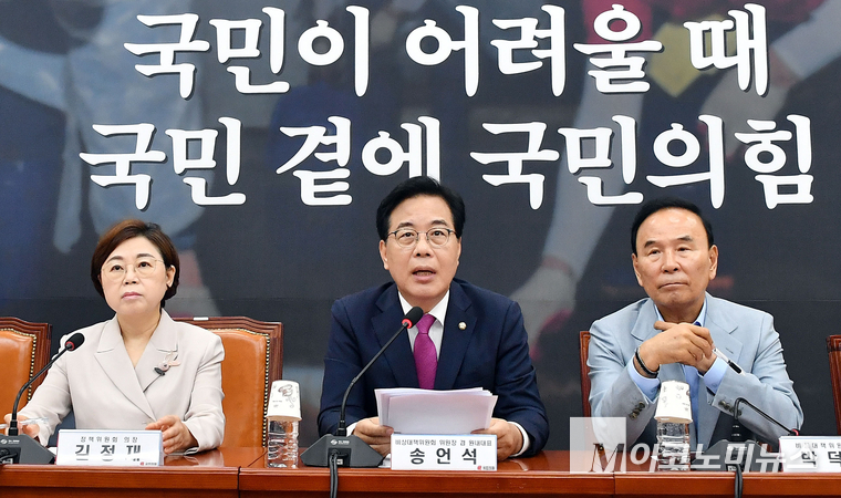 송언석 국민의힘 비상대책위원장 겸 원내대표가 28일 국회 본청에서 열린 비상대책위원회의에서 발언하고 있다. 사진=최동환 기자