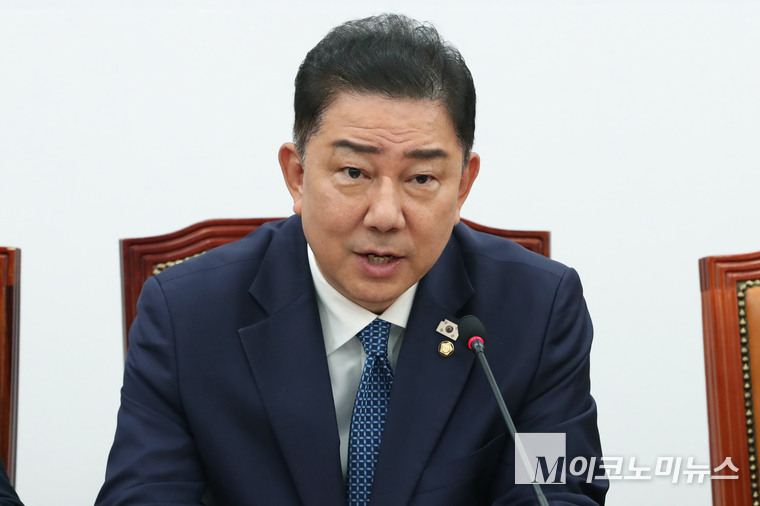 김병기 당대표 직무대행 겸 원내대표가 31일 국회 본청에서 열린 정책조정회의에서 발언하고 있다. 사진=최동환 기자
