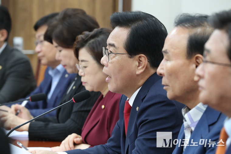 송언석 국민의힘비상대책위원장 겸 원내대표가 7일 비대위에서 발언하고 있다. 사진=최동환 기자