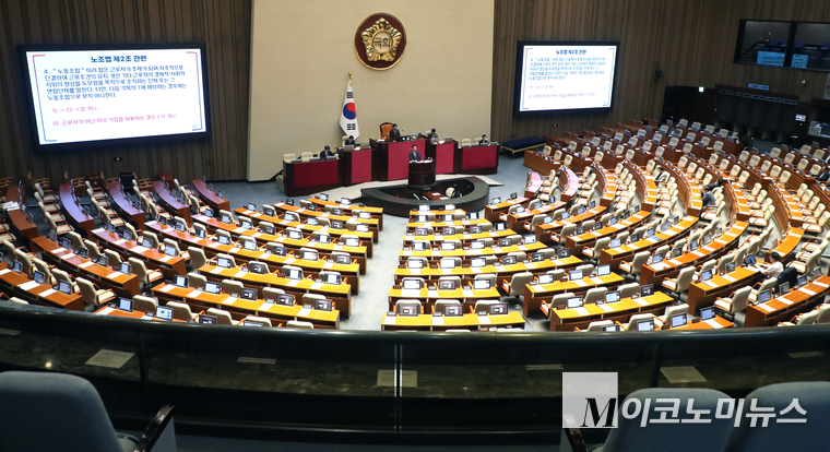 김형동 국민의힘 의원이 23일 필리버스터 (무제한 토론)에 나서고 있다. 사진=최동환 기자