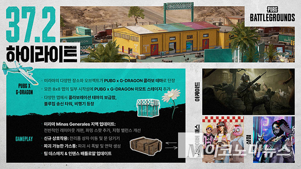 크래프톤은 ‘PUBG: 배틀그라운드’가 37.2 업데이트로 지드래곤과의 콜라보 콘텐츠를 선보였다. 사진=크래프톤