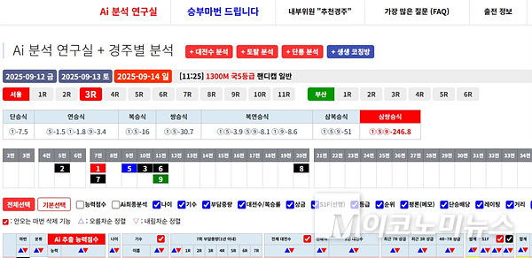 승부마번 제공 관련 화면. 자료=서삼석의원실