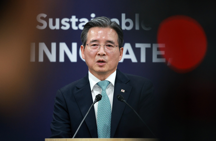 김용범 정책실장이 29일 경북 경주 APEC 미디어센터에서 한미 정상회담 관련 브리핑을 하고 있다. 사진=연합뉴스/대통령실통신사진기자단