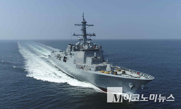 지난달 울산에서 진수식을 개최한 다산정약용함 1번함(정조대왕함)의 항해 모습. 사진=방위사업청