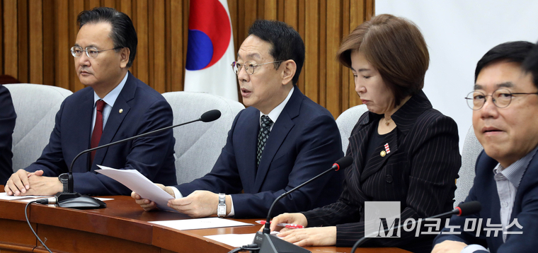 김도읍 국민의힘 정책위의장이 31일 국회 본관에서 열린 국정감사대책회의에서 발언하고 있다. 사진=최동환 기자